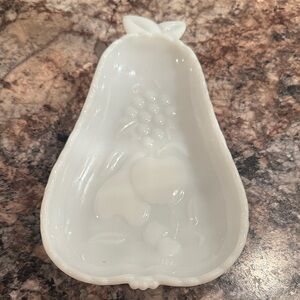 Hazel-Atlas White Milk Glass  Pear-Shaped Decorative Dish